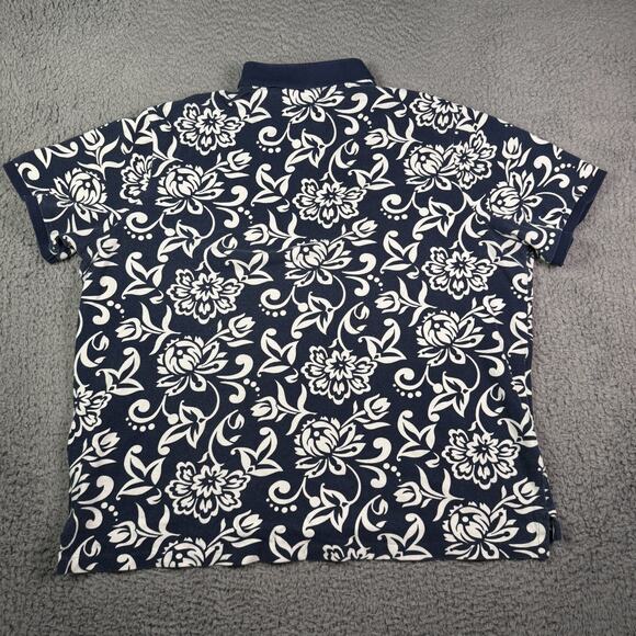 Polo Ralph Lauren Shirt Mens 2XL Blue Floral Print Geometric Pique Mesh - Picture 8 of 11